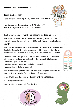 Hier sehen Sie den Brief unseres Auszeitraum-Teams an die Schüler:innen der Habu.